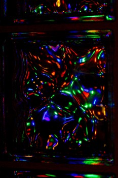 Christmas Lights Through Glass Bricks