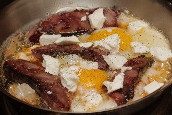 Morcela Caseira, Eggs, and Goat Cheese