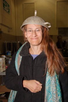 Cathy With a Colander