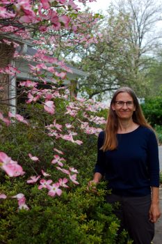 Cathy and a Pink Dogwood
