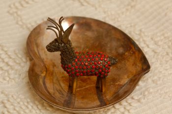 Metal Deer In a Metal Bowl