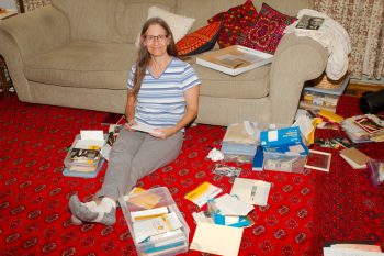 Cathy Sorting Photographs