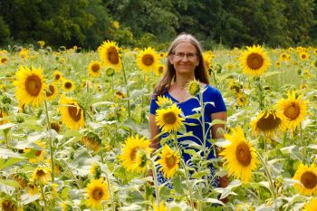 Cathy Amidst The Sunflowers